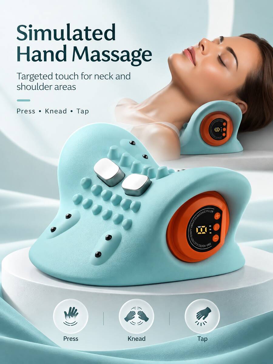 Cervical Massage Pillow With Smart Heating, Vibration And Hot Compress For Neck And Shoulder Relief, Multi-Level Home Use, Smart Sleep Pillow With Cervical Heat Massage, Head And Neck Massager With Multiple Modes For Neck Protection