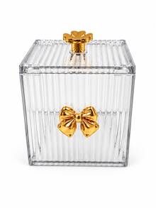 New Cosmetic Storage Box, Transparent Cosmetic Storage Box With Gold Bow, Acrylic Cosmetic Storage Rack, Suitable For Storing Makeup Brushes, Lipsticks, Skincare Products And Beauty Tools, Exquisite Vanity Tabletop Storage Box, Suitable For Bedroom, Bathroom And Vanity Use. - Multicolor - View 7