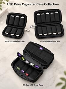 Túi đựng USB Flash Drive bằng neoprene mềm, giá đỡ ổ USB ngón cái với các ngăn co giãn riêng biệt và khóa kéo, túi lưu trữ thẻ nhớ nhỏ gọn di động cho văn phòng, trường học, nhà và du lịch, màu đen, có sẵn 6, 10 hoặc 20 ngăn - Xem 8