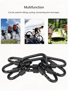 1/6/12pcs Solid Color Casual Aluminum Alloy D-Ring Spring Buckle Keychain Hook Screw Gate Carabiner, Suitable For Outdoor Travel, Camping, Fishing, Hiking Backpack - D-shaped Carabiner - View 5