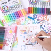 أقلام رسم برأس رفيع ملونة بتصميم الفاكهة الزرقاء، مجموعة علبة متعددة الألوان لأقلام الرسم، أقلام الرسم اليدوي السريع والتحديد، مجموعة أدوات الرسم الفني للرسم الجرافيتي والإبداع - متعدد الألوان - مشاهدة 6