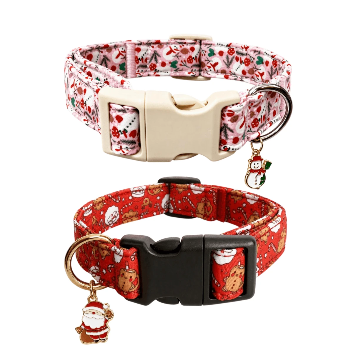 iDestry Christmas Dog Collar For Dogs Adjustable Red Small Dog Collars Snowman With Santa Gingerbread Reindeer Pattern Winter Dog Collar Cute Dog Christmas Collar Festive Collar For Dogs Cat - Multicolor - View 1