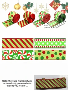 4/2/1pc Red & Green Christmas Ribbon, Christmas Gift Wrapping Ribbon, Holiday Packaging Ribbon, Christmas Party, Holiday Decoration Ribbon, Christmas Tree Ribbon, Handmade Bow DIY Accessories, Christmas Gift Wrapping Ribbon With Shiny Stripes And Polka Dot Pattern, Suitable For Christmas Gift Wrapping, Christmas Holiday Wreath Decoration, Christmas Party Decoration, Holiday Wreath, Bow Decoration And More - Multicolor - View 11