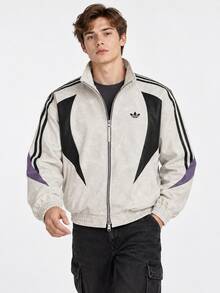 Jaket Lengan Panjang Bergaris Kasual Sporty STREET adidas Originals untuk Pria - Light Grey - View 9