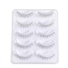 5 Pairs Transparent Stem Natural Style False Eyelashes, Japanese Anime Style Exaggerated DIY Cosplay Lower Lashes, Reusable, Suitable For Women And Girls, Comfortable Strip False Eyelashes - Black - View 8