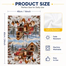 2pcs Farm Animal Winter Barn Pattern, Suitable For Kitchen, Bathroom, Toilet Holiday Kitchen Decor, Winter Home Decoration, Christmas Gift Set - Multicolor - View 6