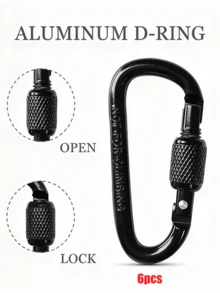 1/6/12pcs Solid Color Casual Aluminum Alloy D-Ring Spring Buckle Keychain Hook Screw Gate Carabiner, Suitable For Outdoor Travel, Camping, Fishing, Hiking Backpack - D-shaped Carabiner - View 13