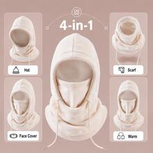 1pc Fleece Lined Thickened 3-In-1 Winter Ski Hat, Neck Warmer Face Mask, Windproof Neck Protection Warm - Multicolor - View 2