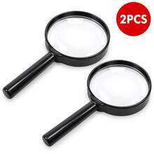 1/2pcs Portable Small Handheld Magnifying Glass, High Definition 6X Magnifier For Elderly Reading And Scientific Observation - Black - View 8