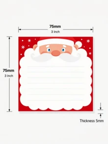 5pcs Santa Claus Theme Sticky Notes, Cute Holiday Self-Adhesive Memo Pads, 75x75mm Square Sticky Notes, Removable Backing, Suitable For Office, Home And Daily Use - Multicolor - View 2