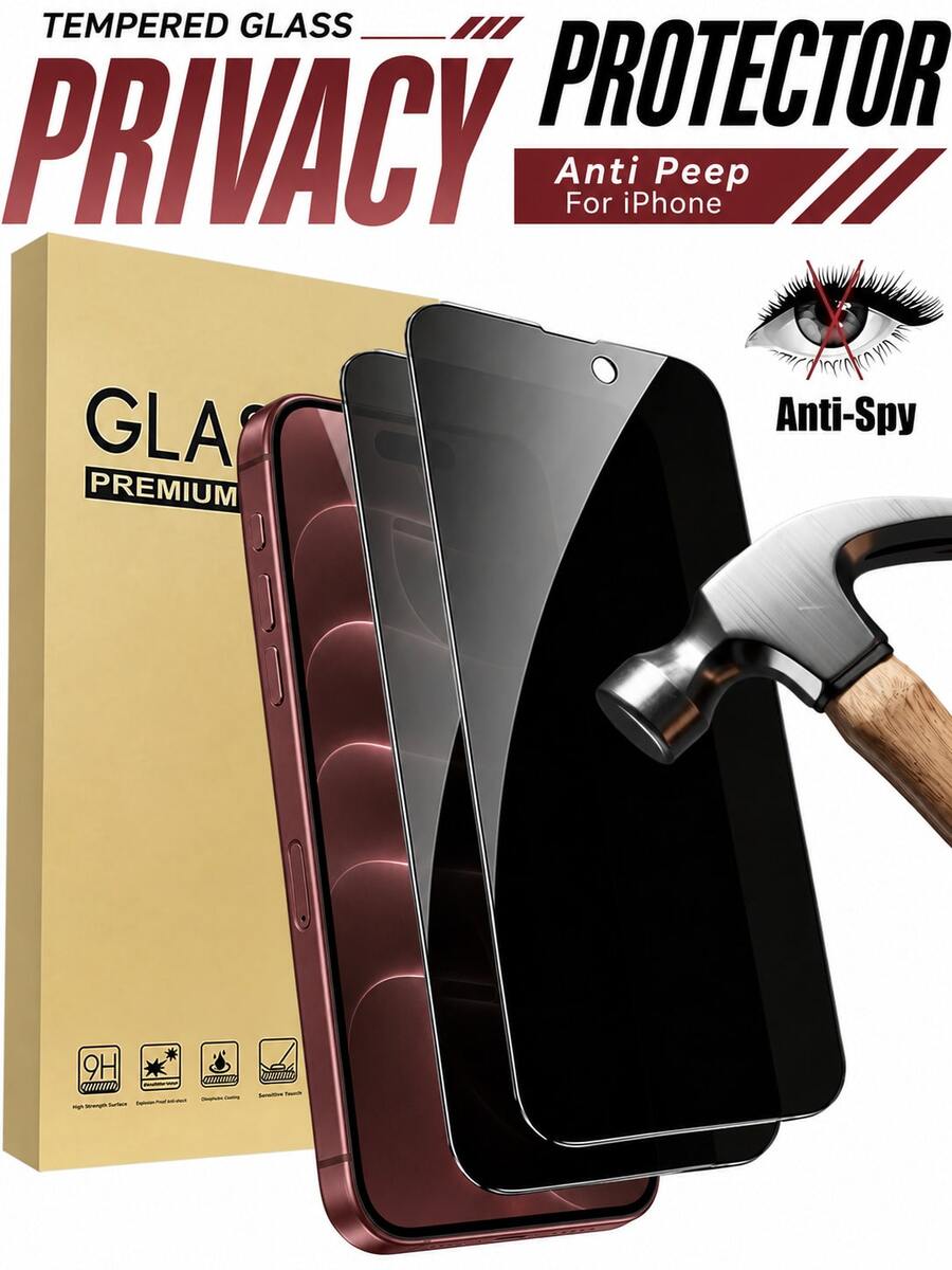 CASECOPS 2 قطعة واقي شاشة زجاج مقسى بتغطية كاملة مضاد للتجسس، متوافق مع iPhone 18 Pro/18 Pro Max/17/17 Air/17 Pro/17 Pro Max/16/16 Plus/16 Pro/16 Pro Max/15/15 Plus/15 Pro/15 Pro Max/14/14 Pro/14 Pro Max/14 Plus/13/13 Pro/13 Pro Max/12/12 Pro/12 Pro Max/11/11 Pro/11 Pro Max، مناسب لأغطية الهاتف والإكسسوارات، هدايا هالوين - قطعتان - مشاهدة 1