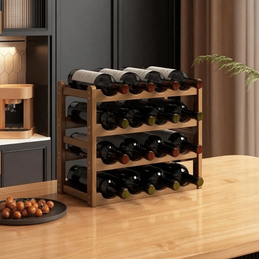 1pc DIY Handmade Bamboo Wine Rack Multi-Layer Wine Holder (6/8/9/12/16 Bottles)