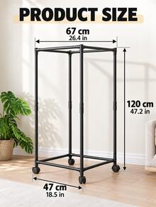 Square/Hexagonal Rotating Clothes Drying Rack, Rolling Clothes Rack With Load-Bearing Wheels, Space-Saving, Sturdy Metal Floor-Standing Multi-Bar Clothes Rack, Suitable For Bedroom, Dormitory And Balcony; Floor-Standing Rotating Clothes Drying Rack, Suitable For Room, Bedroom, Living Room - Multicolor - View 9
