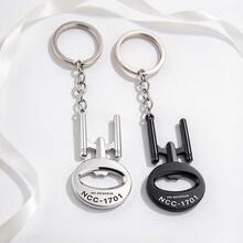Spaceship Shape Bottle Opener Keychain, 2 Styles Metal Key Ring, NCC-1701 Engraved Key Chain, Backpack Charm Gift For Men > - Multicolor - View 1