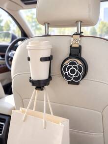 Car Headrest Hook Cup Holder 2-In-1 Seat Back Storage Hook, Multi-Function Car Interior Seat Hook With Storage Hook, Cup Holder, Cute Animal Design, Universal Car Interior Accessory, Suitable For Travel And Commuting - A - View 4