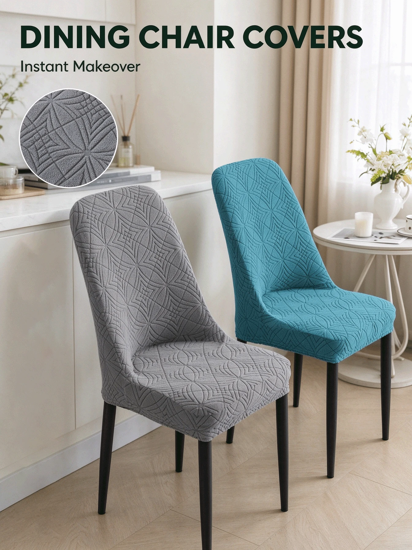 Modern Minimalist Geometric Star Embossed Non-Slip Dust-Proof Protective Layer All-Season Universal Chair Cover, Suitable For Home, Kitchen, Restaurant, Party, Wedding, Hotel, Cafe, Holiday And Various Celebration Occasions