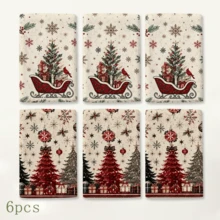 2pcs Vintage Christmas Sleigh & Christmas Tree Print Towels, Suitable For Kitchen, Bathroom, Toilet Holiday Decor, Winter Home Decoration, Christmas Gift Set - Multicolor - View 9