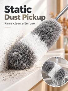 Modern Microfiber Extendable Duster, Gray White Fluffy Dusting Head With Telescopic Metal Pole And Non Slip Grip, Washable Static Dust Collector For Ceiling Fans, High Corners, Wall, Shelves, Home Cleaning, Spring Cleaning, Fall Winter Housework - Multicolor - View 7