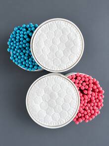 1pc Dual-Compartment Storage Box For Cotton Balls, Cotton Swabs, And Round Cotton Pads – Plastic Bathroom Organizer Container - Multicolor - View 4