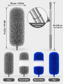 Modern Microfiber Extendable Duster, Gray White Fluffy Dusting Head With Telescopic Metal Pole And Non Slip Grip, Washable Static Dust Collector For Ceiling Fans, High Corners, Wall, Shelves, Home Cleaning, Spring Cleaning, Fall Winter Housework - Multicolor - View 10