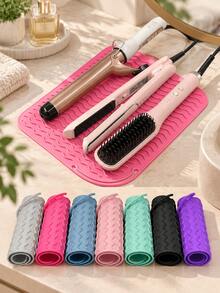 1pc Practical Non-Slip Silicone Heat-Resistant Mat, Hair Straightener And Curling Iron Insulation Pad, Non-Slip Heat-Resistant, Suitable For Travel Vanity And Hair Tool Storage, Cost-Effective Styling Tool Accessory, Mother's Day Gift - Multicolor - View 3