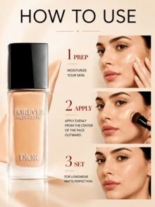 Dior Forever Skin Glow Foundation #ON, Ukuran Penuh 30ml, Sampel 5ml, Hasil Alami Sempurna, Tahan Lama, Hasil Akhir Bercahaya, Tekstur Melembapkan, Efek Riasan Halus, Memperbaiki Tekstur Kulit - BERSINAR - View 12