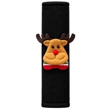 Christmas Car Seat Belt Shoulder Pads, Cute 3D Santa Claus, Reindeer & Snowman Decor, Soft Comfortable Shoulder Strap Protector, Available In Red & Black, Christmas Car Interior Decoration Accessory - A - View 9
