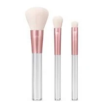 3 Piecesnew Transparent Handle, Pink Makeup Brush Set, Professional Makeup Tools, Suitable For All Skin Types, Multi-Functional Eyeshadow Brush, Blush Brush, Contour Brush, Blending Brush, Suitable For Travel Makeup Brushes. - Pink - View 10