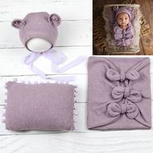 3pcs Newborn Baby Swaddle Wrap, Hat, Photography Props Elastic Blanket, Baby Boy/Girl Photo Shoot Accessories, Infant Party, Easter Gift - Multicolor - View 9