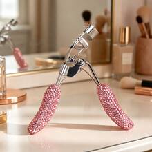 1pc Rhinestone Handle Eyelash Curler, Shiny Metal Eyelash Curler With Soft Pad, Wide Angle Curling Makeup Tool, Create Natural Lifted Lashes, Suitable For Daily Makeup And Travel - Multicolor - View 5