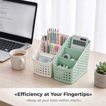 1pc Desktop Drawer Storage Box, Multifunctional Storage Box & Pen Holder, Desktop Stationery Organizer, Portable & Easy Access, Designed For Students And Office Use; Student Divided Pen Holder, Office Desktop Storage Tube, Office Supplies - View 2