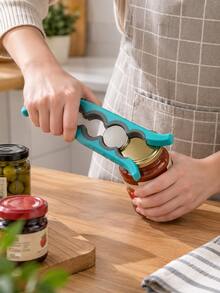 1pc Easy-To-Use 4-In-1 Can/Jar/Bottle Opener - Comfortable Ergonomic Handle With Non-Slip Rubber Surface For Secure Grip, Suitable For People With Weak Hands Or Arthritis, No More Struggling With Tight Lids, Durable And Rust-Resistant Stainless Steel Core - Multicolor - View 8