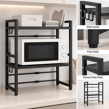 Black Kitchen Counter Rack Double Layer Microwave Shelf Storage Organizer - View 5