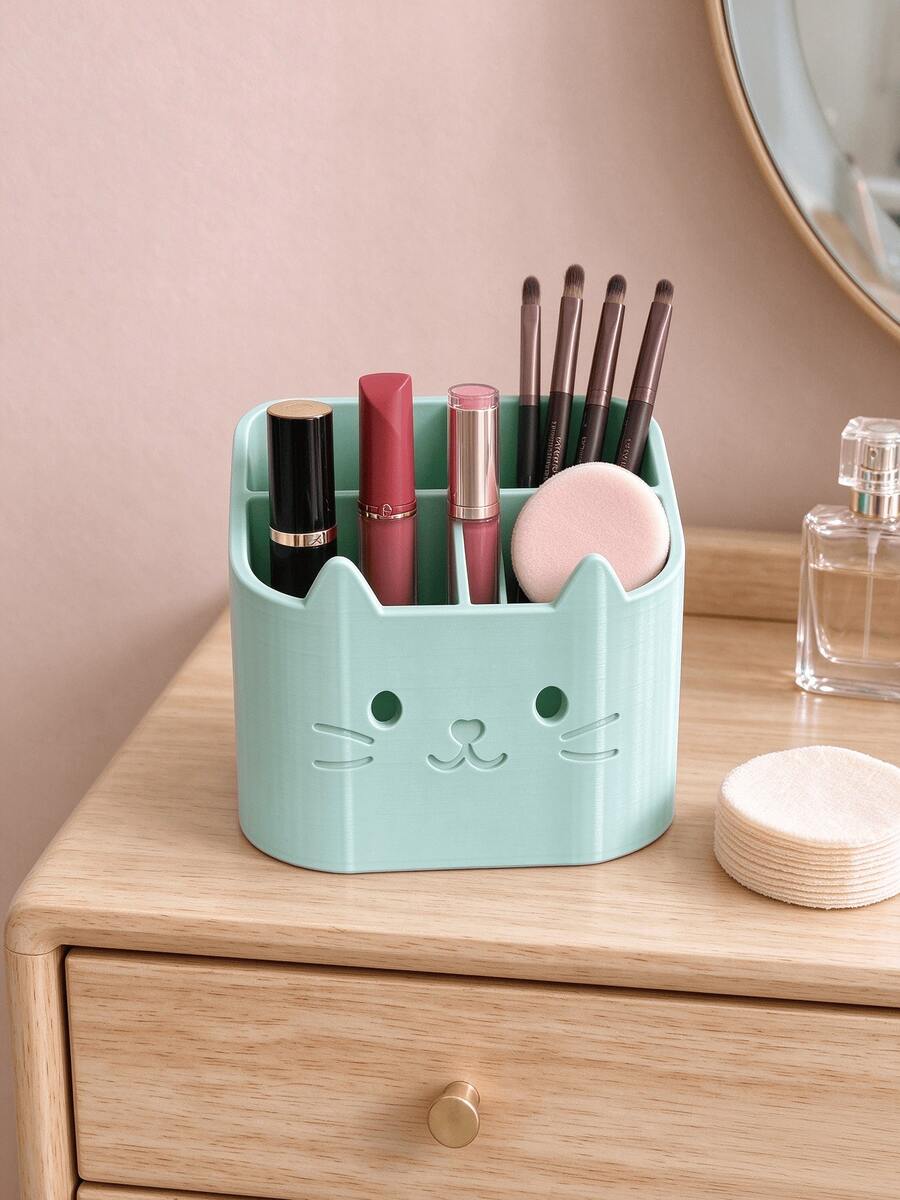 Cute Hollow Cat Multi-Compartment Desktop Organizer, Large Capacity Multi-Section Stationery Storage Holder For Student Desk And Office, Pen Holder For Markers, Stapler, Paper Clips And Small Items Organizer Box