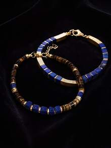 2pcs Women's Chain Bracelet Suitable For Daily Wear - Blue - View 1