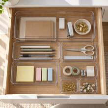 1pc XL/7pcs Set Clear Plastic Drawer Organizer Tray, Transparent Storage Box, Suitable For Cosmetics, Jewelry, Makeup, Office Supplies, Bathroom And Bedroom Drawer Storage - Clear - View 9