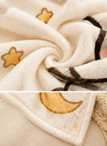 > Adorable Cat Panda Sleeping Cloud Stars Fleece Throw Blanket Warm Soft Cozy Decorative - White - View 9