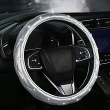 YAIUZGOO Black Rhinestone Steering Wheel Cover, Diamond Quilted Leather Car Steering Wheel Protector, Shiny Crystal Design Auto Interior Accessory, Comfortable Grip Steering Wheel Wrap, Fashionable Car Decor Gift For Women - Multicolor - View 11