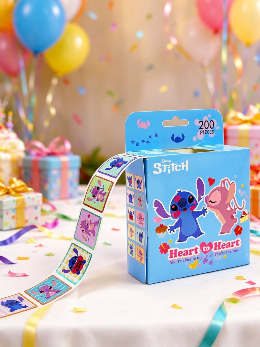 Stitch & Angel Roll-Type Pull-Out Boxed Stickers, Sweet Heart Theme ...