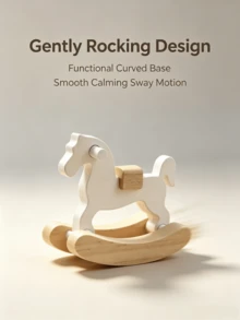 1pc Mini Rocking Horse Figurine, 1:12 Dollhouse Decor, Miniature Furniture, Photography Prop - White-5pcs - View 6