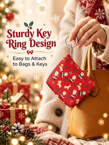 Creative Christmas Series Coin Purse Key Pouch, Portable Personalized Handheld Small Bag, Multi-Functional Storage Bag, Women's Key Ring Coin Purse, Cute Holiday Party Gift Bag - Multicolor - View 5