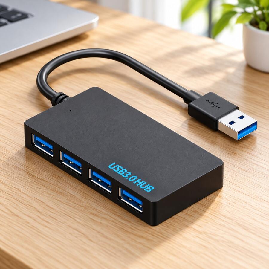 Hub chia cổng USB 3.0 4 cổng siêu mỏng, nhỏ gọn, di động cho điện thoại, máy tính và USB flash drive - Xem 1