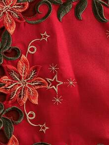 HXARTMIS 1/2/4pcs Christmas Poinsettia Embroidered Hollow Placemats, Red Hollow Table Mats, Holiday Table Decor, 30*45cm Holiday Fabric, Suitable For Christmas Party And Daily Home Decoration - Red - View 7