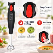 Máy xay cầm tay Naffeo 2 tốc độ có công tắc nhịp, động cơ AC mạnh mẽ, trục thép không gỉ tháo rời, dễ vệ sinh, dùng cho súp, đồ nghiền, thức ăn cho bé, sinh tố, màu đen - màu đen - Xem 3