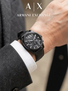 Đồng hồ nam AX2098 Armani Exchange Quartz Chronograph, dây da đen, mặt tròn đen, hiển thị ngày, phong cách thể thao công sở, phù hợp đeo hàng ngày - Một cỡ - Xem 3