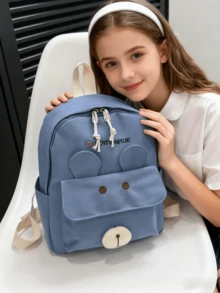 Children's Backpack, Fashionable Cute Bear Cartoon Girls' Small Backpack, School Bag, Outdoor Play Small Backpack, Academy Style Backpack, Travel Snack Small Backpack, Canvas Backpack - Multicolor - View 9