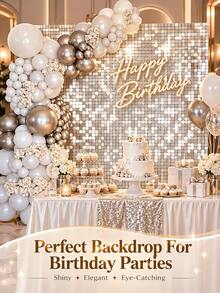 1/3/6pcs Sequin Shimmer Wall Backdrop Panels, Sparkly Photo Booth Background, Birthday Party Backdrop, Wedding Backdrop, Baby Shower Decorations, Bridal Shower & Anniversary Party Decor - Multiple Styles - View 2