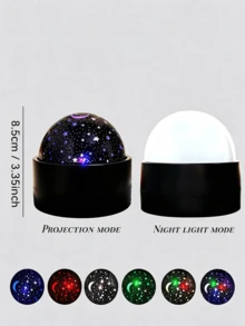 1pc Spherical Moon And Starry Night Light, USB Powered, 7 Color Modes, Romantic Galaxy Projection Icon, Starry Sky Projection Lamp, Star And Moon Pattern Projection. Plug And Play, Wide Coverage, Perfect For Home Party Decoration, Multi-Pattern Star And Moon Projection Lamp, Colorful Star And Moon Pattern Bedroom Bedside Lamp, Romantic Dreamy Small Colorful Light - Moon Projection Lamp - View 13