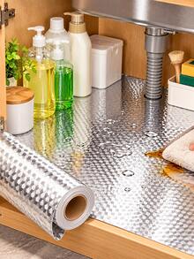 Kitchen Oil-Proof Sticker, Self-Adhesive Aluminum Foil Waterproof And High Temperature Resistant Sticker, Suitable For Sink/Cabinet/Drawer, Kitchen Sink Accessories, Widened 40CM*Length 2-4M - Silver - View 1