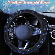 Ipcs Snowflake Print Car Steering Wheel Protector, Elastic Breathable SteeringWheelCover, Car Interior Accessories. - Multicolor - View 1